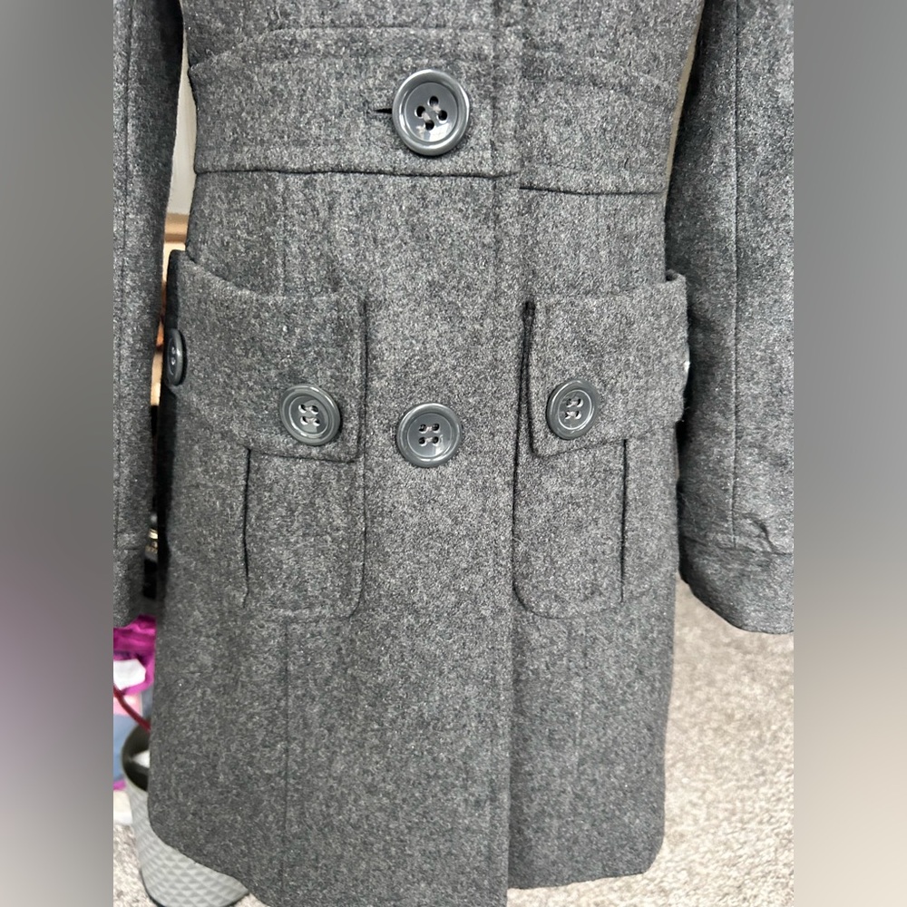 Tulle by Anthropologie Wool Blend Dark Gray Pea Coat size XS-S - Picture 5 of 13